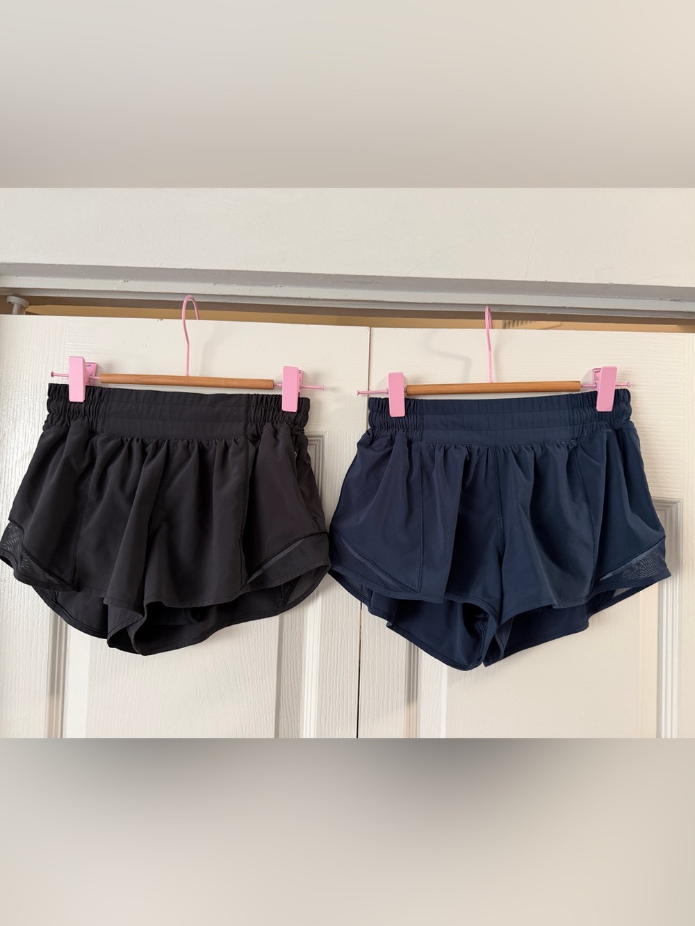 Set of 2 lululemon athletica Dual-Layer Athletic Shorts - Black & Navy